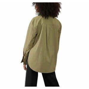 Athleta Midday Relaxed Poplin Performance Button Up Shirt Women's Medium Green